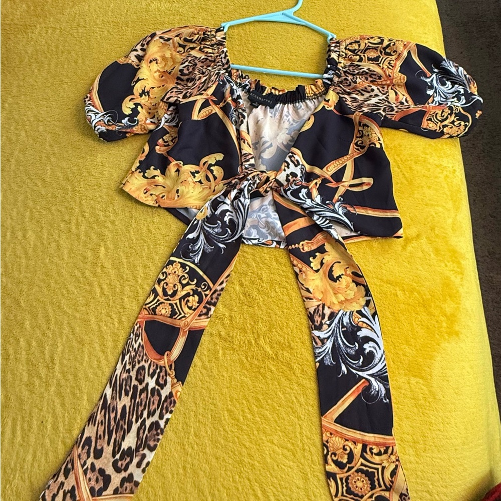 Dance & Marvel Vibrant Baroque Print Top